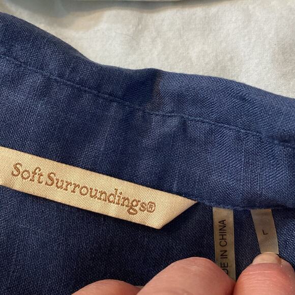 Soft Surroundings Linen Button Front Tunic Teal Blue Size Large - Picture 3 of 8